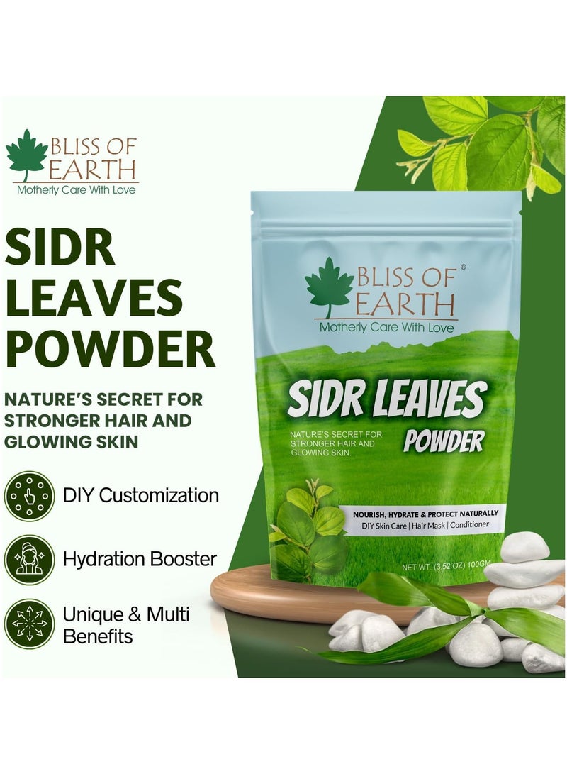 Bliss of Earth Sidr Powder for Hair and Body 100 Percent Pure Sidr Leaves Powder for Hair Growth Skin and Face Natural Hair Cleanser and Conditioner Pack of 2 x 100g - Image 2