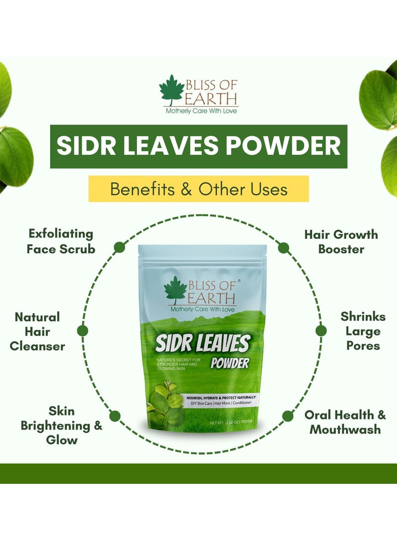 Bliss of Earth Sidr Powder for Hair and Body 100 Percent Pure Sidr Leaves Powder for Hair Growth Skin and Face Natural Hair Cleanser and Conditioner Pack of 2 x 100g - Image 5