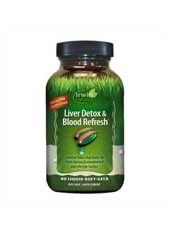 Liver Detox & Blood Refresh Powerful Herbal Whole-Body Cleanse & Detox with 540mg Milk Thistle, Dandelion, Echinacea, Turmeric & More - Antioxidant Support - 60 Liquid Softgels