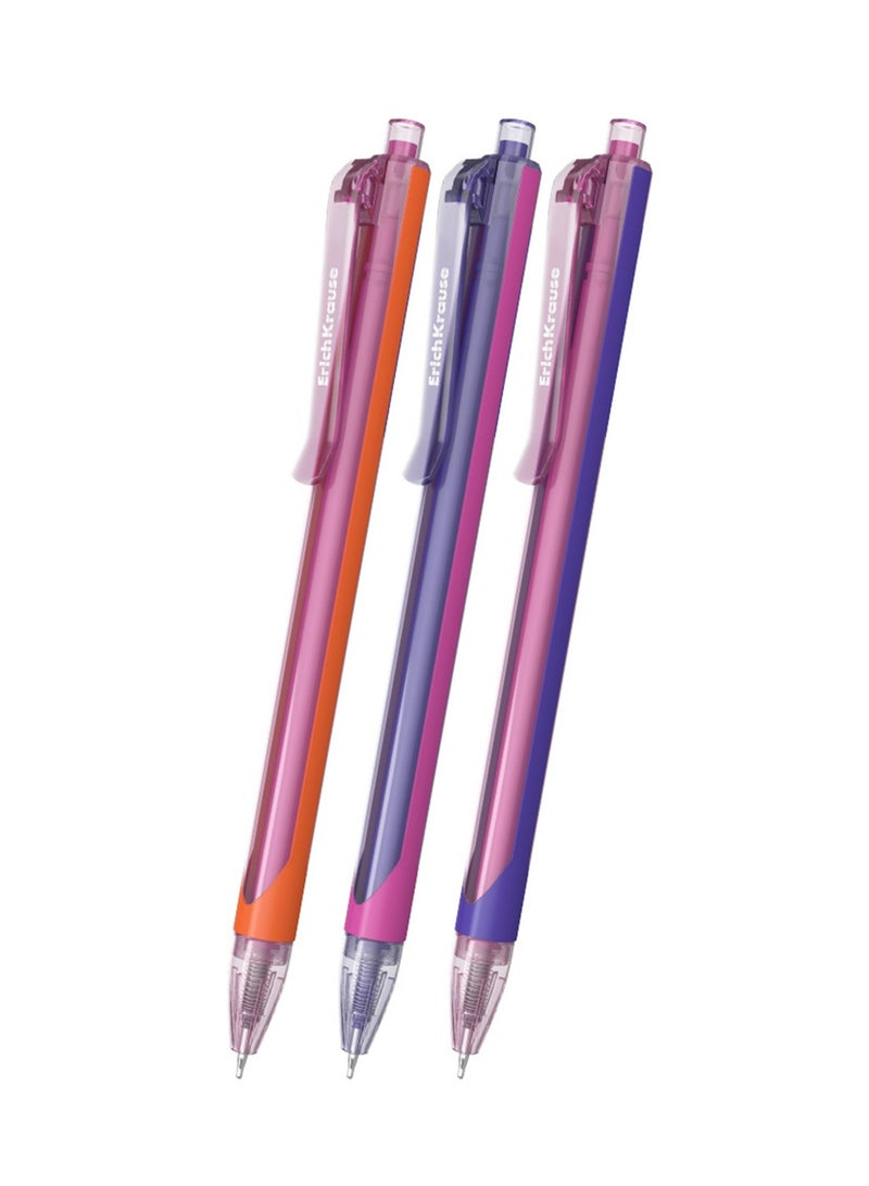 ErichKrause 12-Piece Nymph Retractable Ballpoint Pen 0.7mm Tip Assorted Barrel Colours Blue Ink - Image 2
