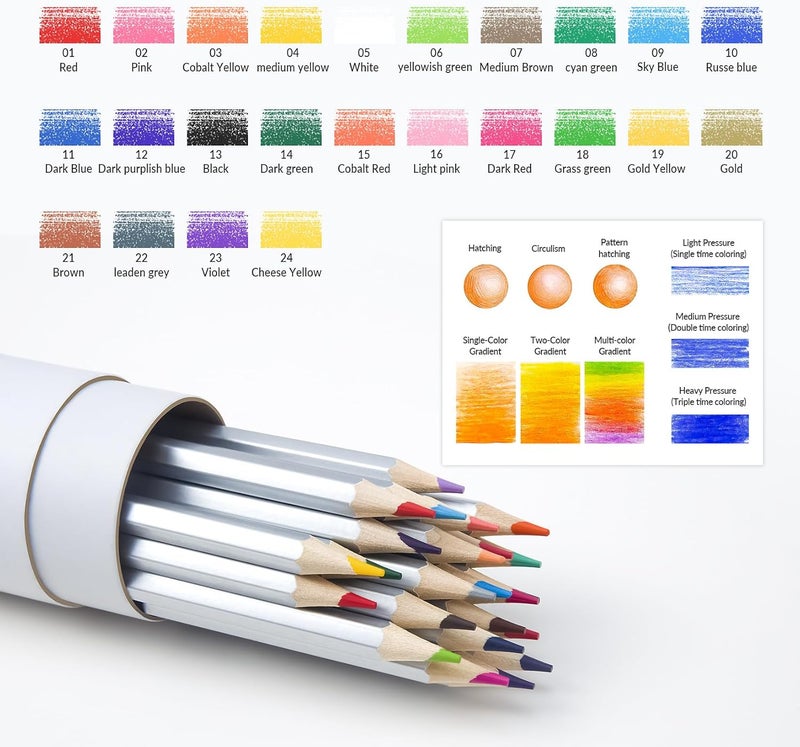 FunLavie 24 Colored Pencils for Adult Coloring Books, Premium Soft Core Coloring Pencil Set with Sharpener for Artists, Drawing and Sketching Pencils, Professional Art Supplies Set for Adults - Image 1