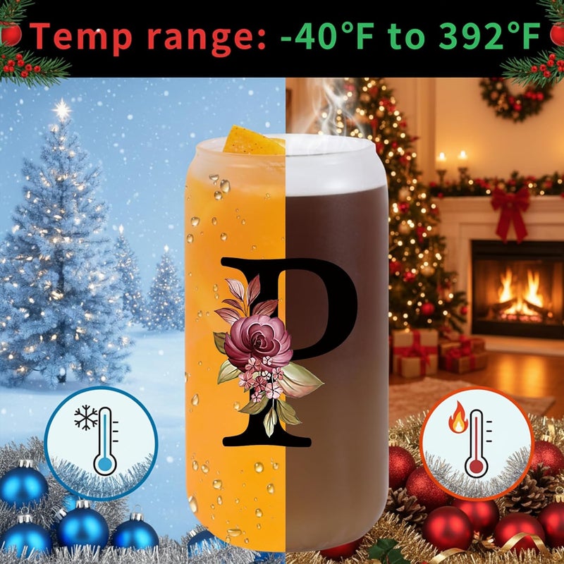 Wulcea Monogrammed Glass Drinking Cup With Lid Straw Women Teacher Coworker Assistant Principal Christmas Paraprofessional Administrative Professional It Hr Admin Day Gift French Nursing Spanish Swim Latin,P - Image 3