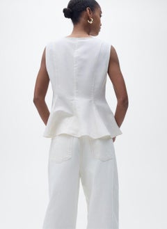 MANGO Linen Blend Peplum Top  - Image 2