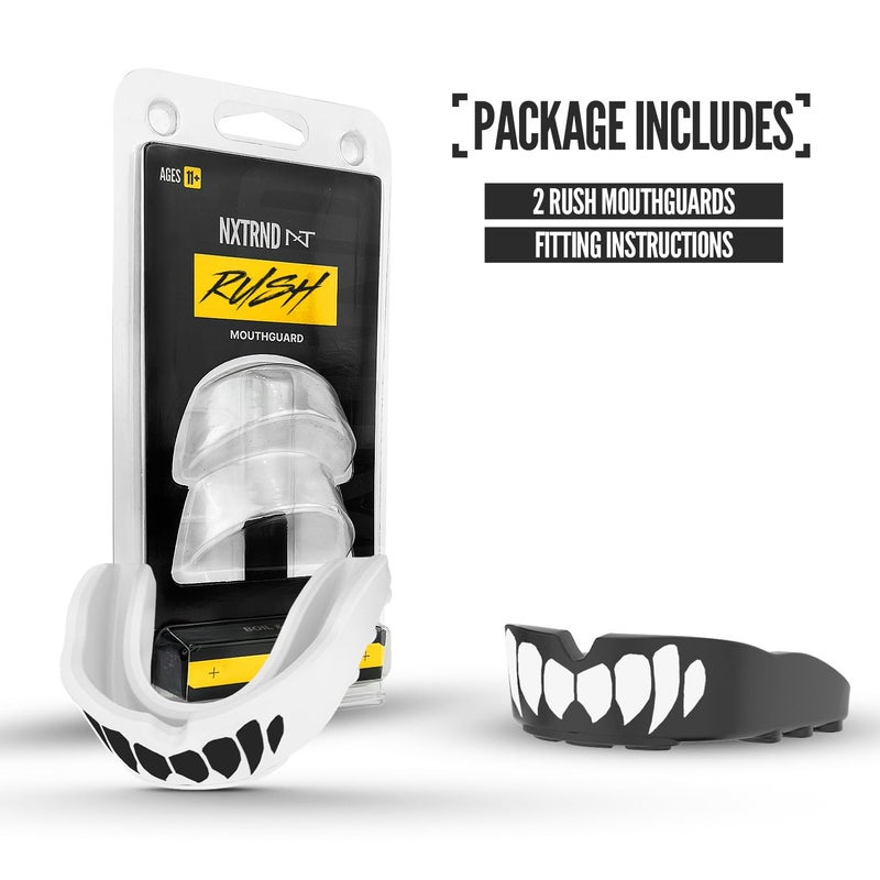 NXT NXTRND 2 Pack Nxtrnd Rush Mouth Guard for Boxing and Other Sports (Black & White Fangs) - Image 4
