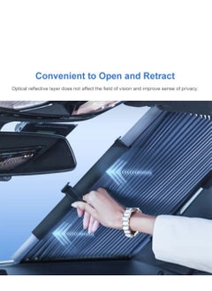 Excefore Auto Sunshade, Retractable Windshield Sun Shade, Quick Install Durable Breathable Mesh Cover, Suitable for UV Sun Protection, Keep Your Vehicle Cool, Overnight Camping Trip  - Image 2