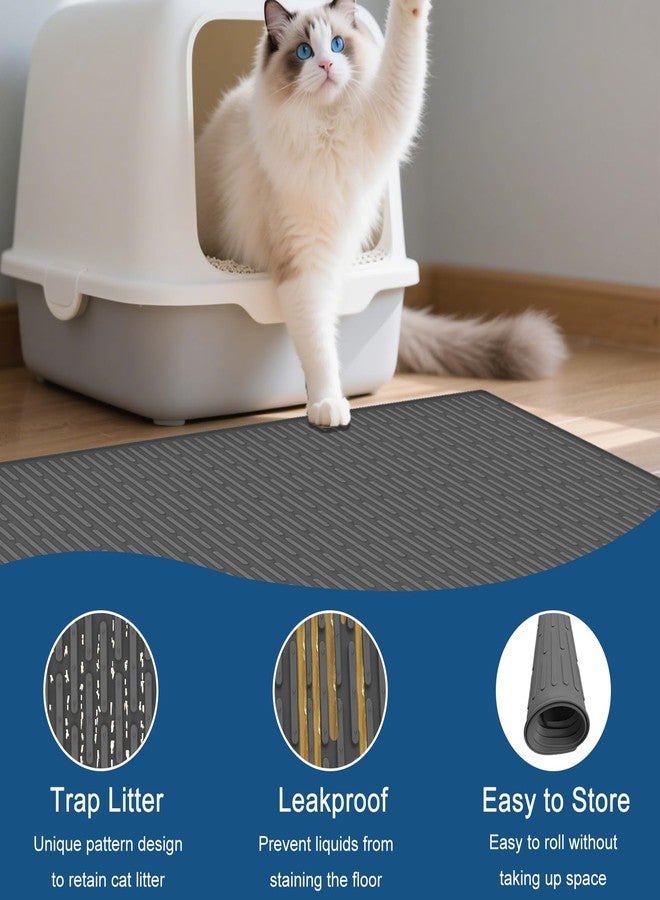 Goldleaf 40''x30(100cmx75cm) Extra Large Silicone Cat Litter Trapping Mat for Scatter Control, XXL Waterproof Kitty Litter Box mat for Floor, Soft on Kitty Paws, Easy to Clean, Dark Blue - Image 4