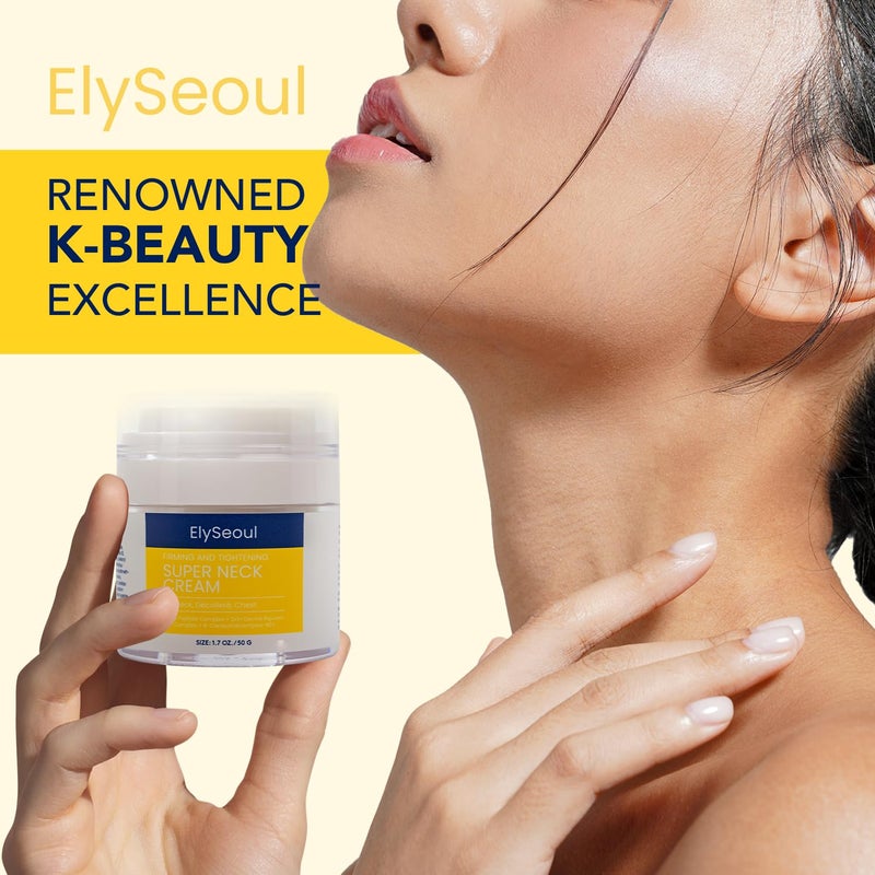 ElySeoul كريم إيلسول سوبر لشد الرقبة والصدر - شد متقدم وتماسك ورفع - العناية بالبشرة الكورية لمكافحة الشيخوخة مع الكولاجين وحمض الهيالورونيك والنياسيناميد - Image 3