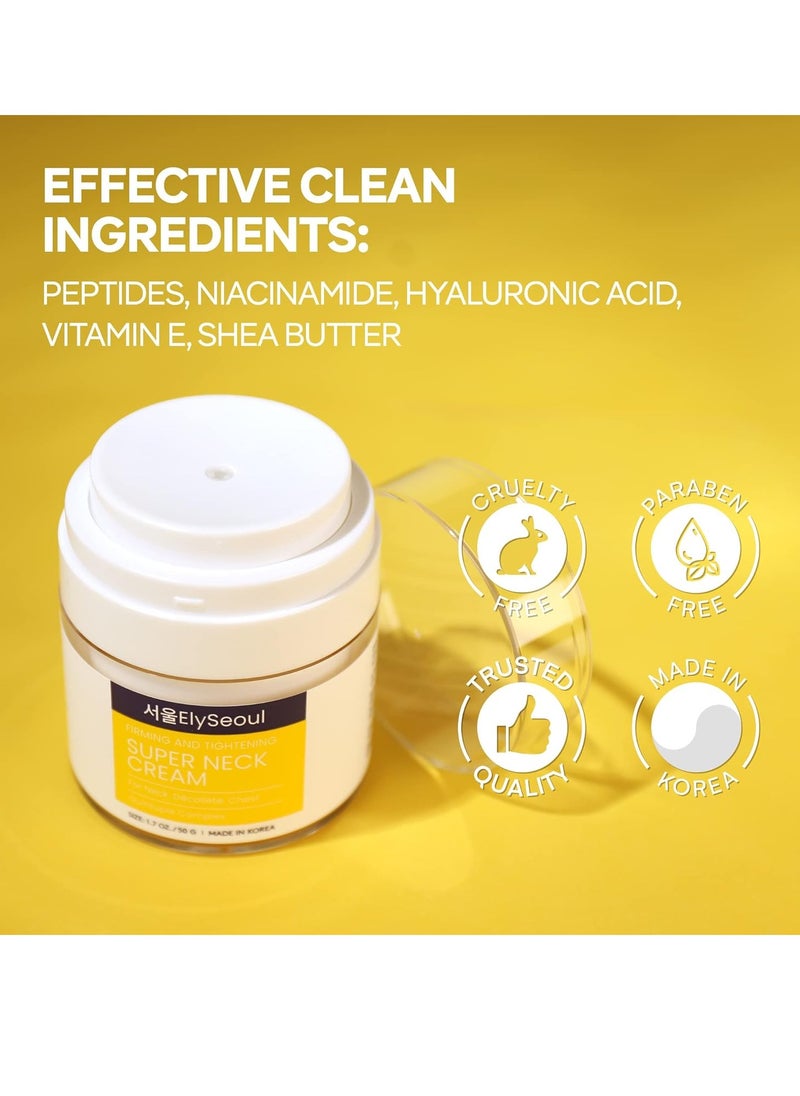 ElySeoul - ElySeoul Super Neck Chest Wrinkle Cream - Advanced Tightening Firming Lifting - Korean Skin Care Anti-Aging with Collagen Hyaluronic Acid Niacinamide - Image 1