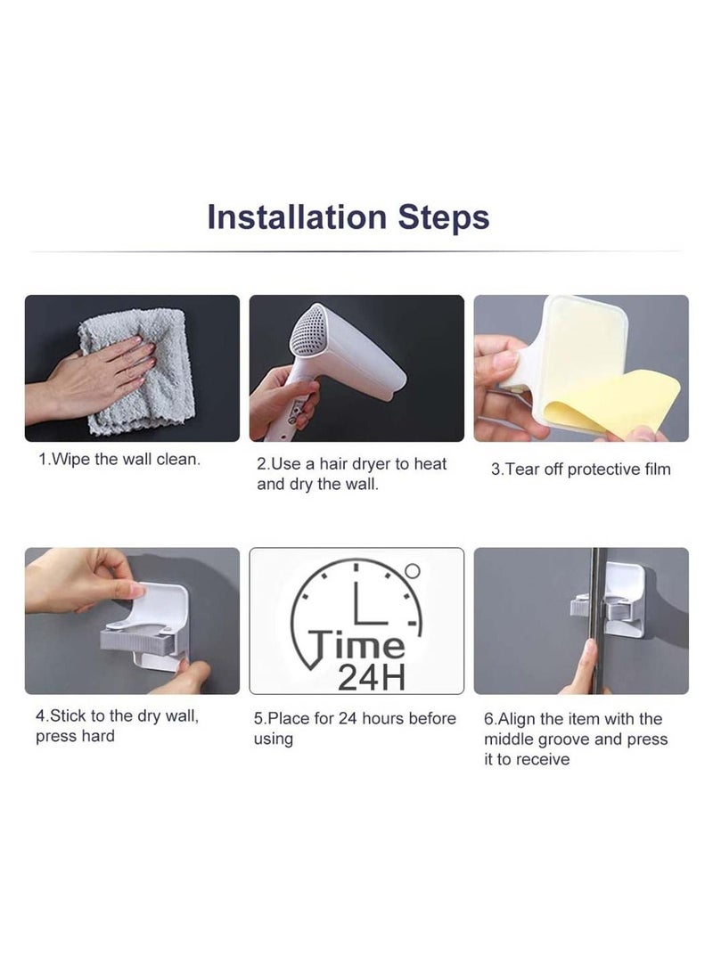 SYOSI Broom Holder Sturdy Wall Mount Gripper Holds Self Adhesive No Drilling Super Anti-Slip and Dustpan Hanger for Home Kitchen Garden Garage Storage Systems 6 PCS - Image 5