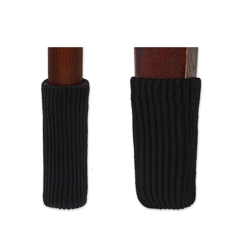 TEKEFT 20PCS Chair Leg Socks Furniture Leg Feet Wood Floor Protectors Set Cross Knitted Black