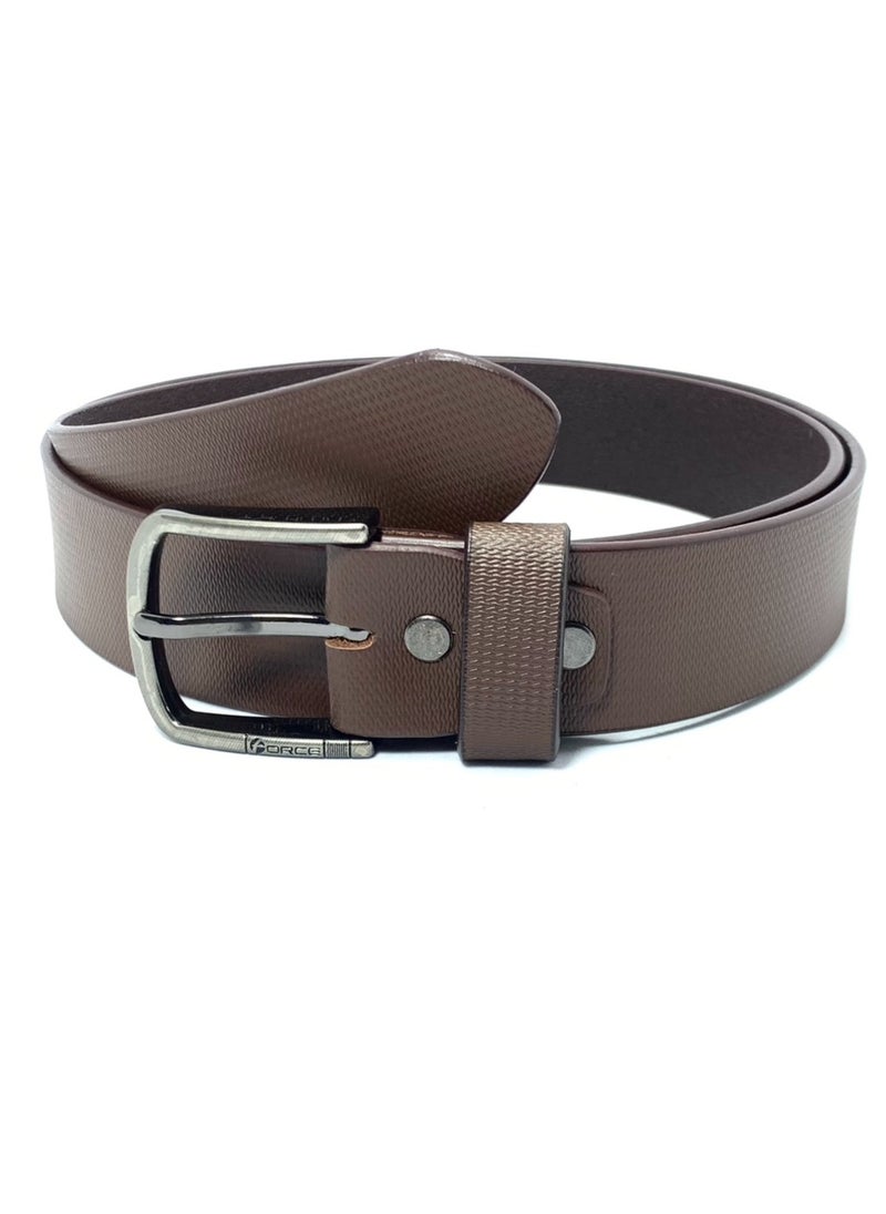 FORCE - Force Genuine Leather Belt Men - Semi-Casual Men's Belts & Party Wear Belt, Casual Outfits, Gifts - Black & Brown Men’s Leather Belt for Men - Image 1
