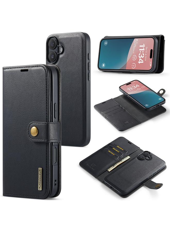 The Bros Case For iPhone 16 Crazy Horse Texture Detachable Magnetic Leather Phone Case