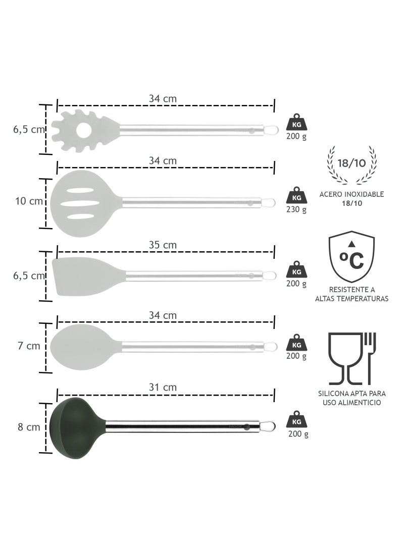 fagor Melier Silicone Ladle Saucepan Spoon With Stainless Steel Handle  - Image 2