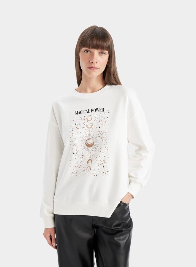 DeFacto DeFacto Graphic Print Crew Neck Relaxed Fit Sweatshirt  - Image 4