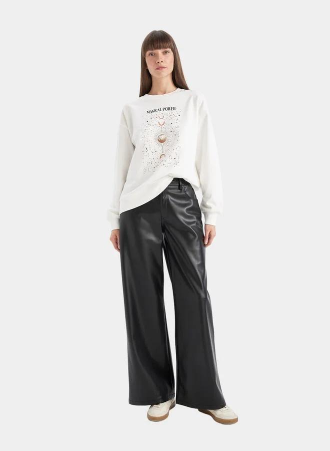DeFacto DeFacto Graphic Print Crew Neck Relaxed Fit Sweatshirt