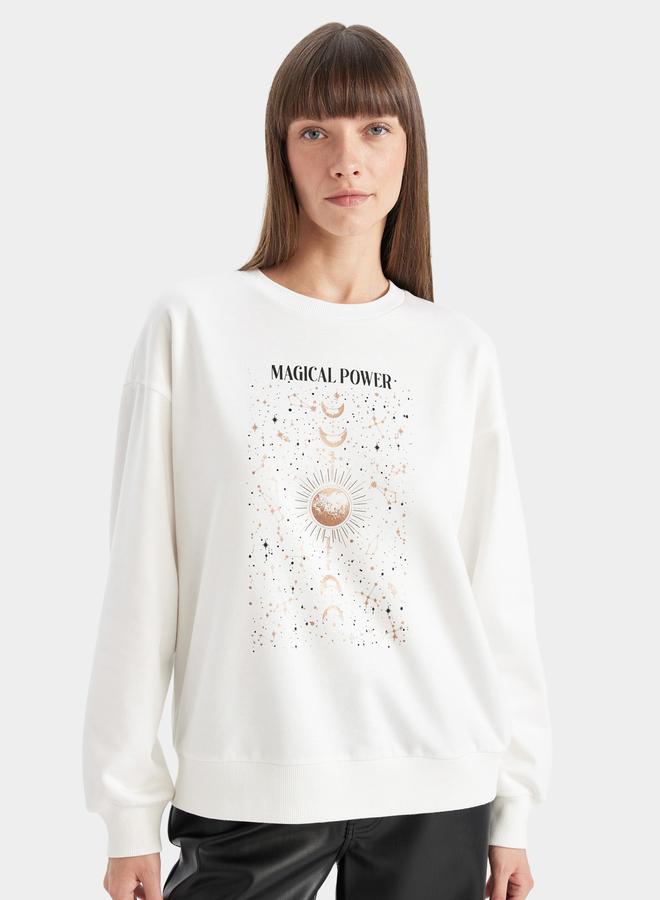 DeFacto DeFacto Graphic Print Crew Neck Relaxed Fit Sweatshirt  - Image 2