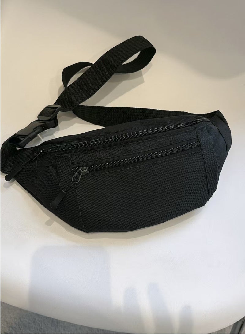 Men's and women's waist bags, cross-body waist bags, travel walking, running, hiking and cycling waist bags, easy to carry any mobile phone, wallet (black) - Image 1