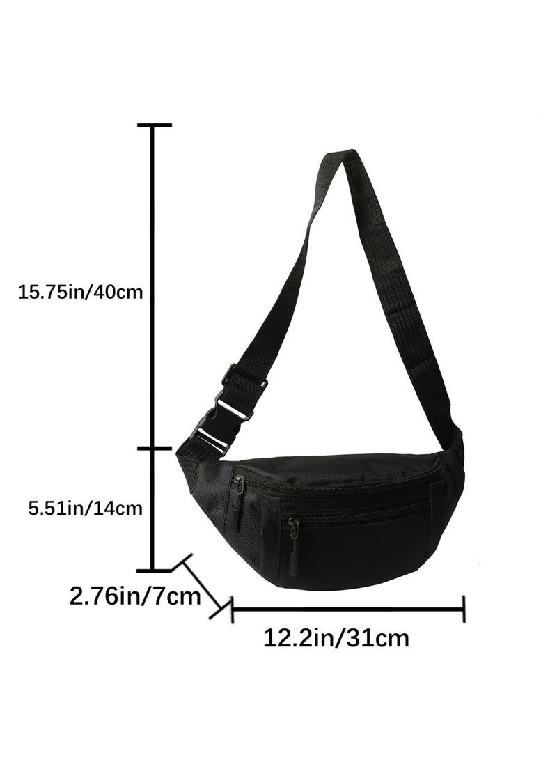 Men's and women's waist bags, cross-body waist bags, travel walking, running, hiking and cycling waist bags, easy to carry any mobile phone, wallet (black) - Image 4