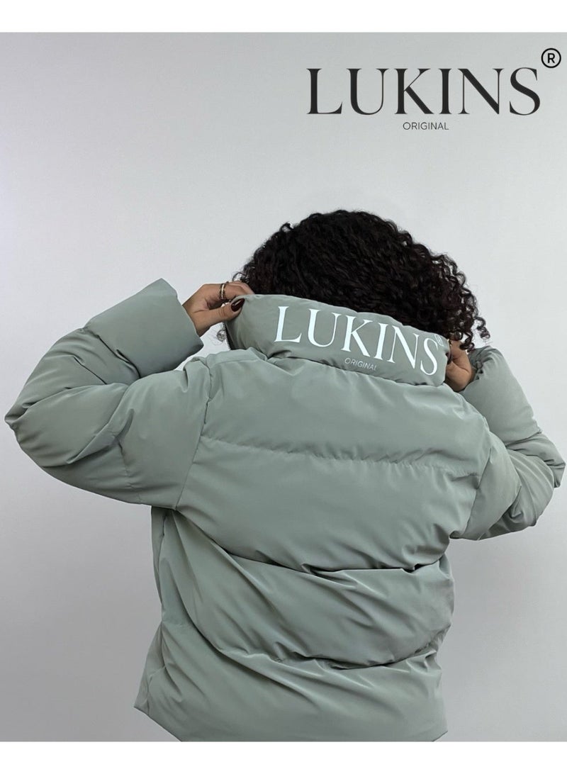 LUKINS High-Quality Mint Green Women’s Waterproof Jacket – Stylish Winter Design and Rain-Resistant - Image 3