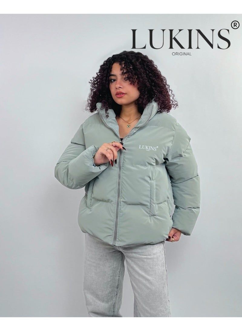 LUKINS High-Quality Mint Green Women’s Waterproof Jacket – Stylish Winter Design and Rain-Resistant - Image 2
