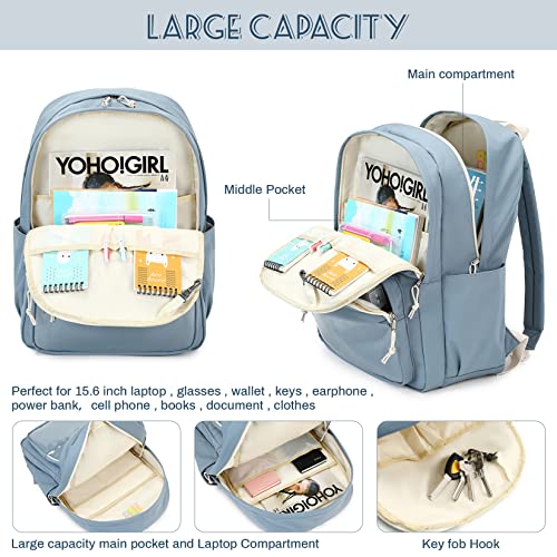 Lanola Teen Girl School Backpack Casual Daypack Bookbag Elementary Middle School College Fashion Travel Backpack with Cute Ribbon for Girls - Green - Image 4