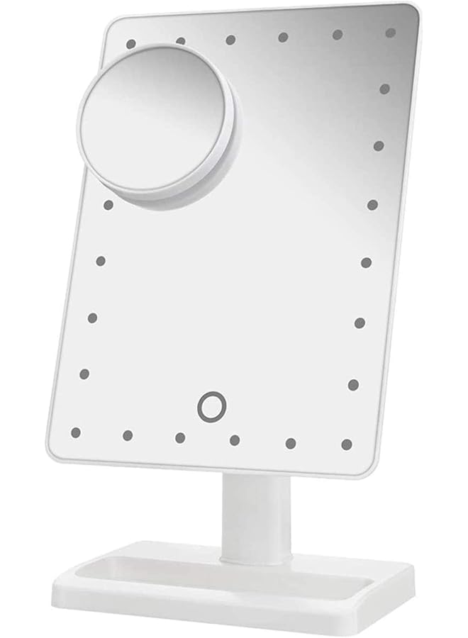 إيروريكس مرآة مكياج مع أضواء مرآة مكياج للسفر مع مرآة مكبرة 10 مرات و21 مصباح ليد ومرآة مستحضرات تجميل مع تحكم باللمس ومرآة محمولة تدور 180 درجة ومزودة بمصدر طاقة مزدوج مع ضوء - Image 1