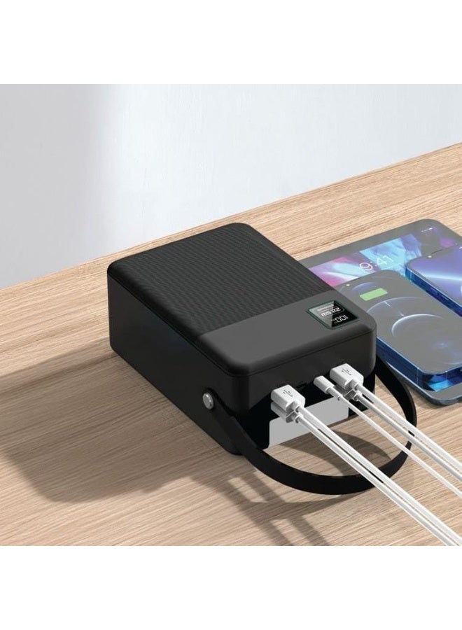 ماركة غير محددة باور بانك بسعة 80000 مللي أمبير مع منافذ إدخال وإخراج متعددة ومصباح يدوي مدمج وقدرة شحن 22.5 واط وحبل تعليق - Image 2