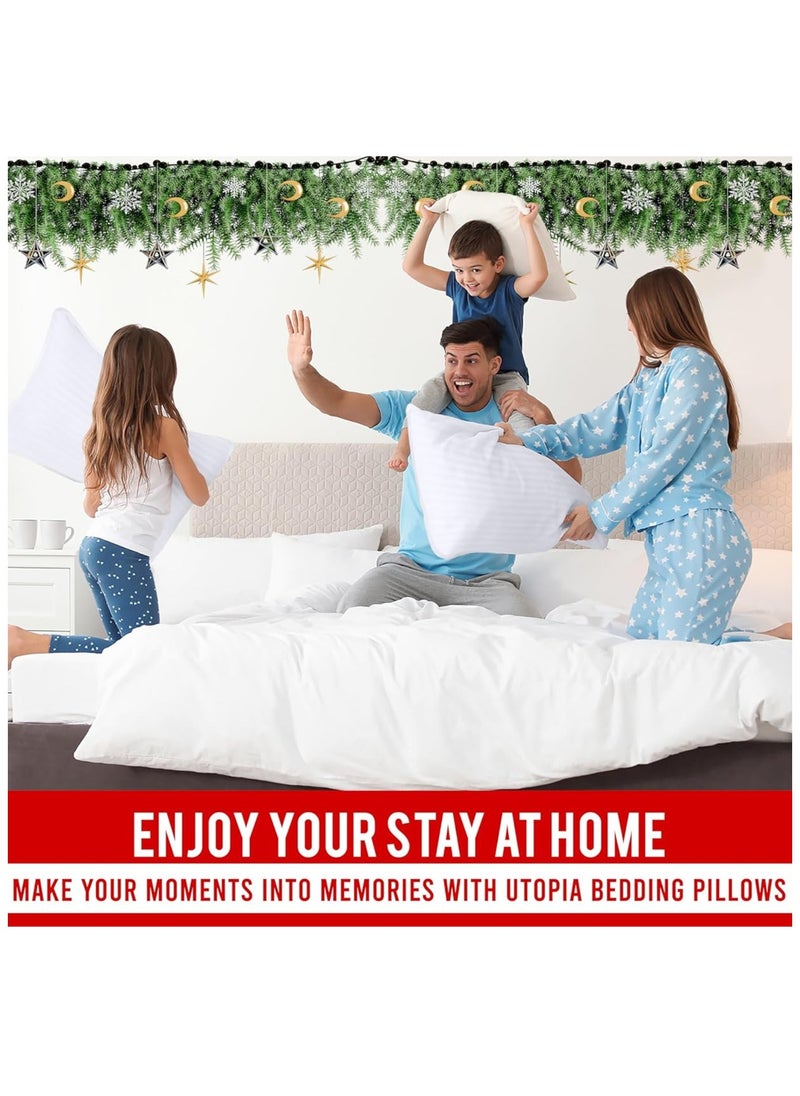 F.A.M.S - Set of 4 - Stripe Hotel Pillows - Microfiber, Soft & Hypoallergenic, Breathable Design, Luxurious Stripe Pattern, Durable & Machine Washable, White, 75x50 cm - Image 1