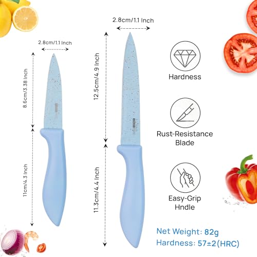 SKYTONE Kitchen Knife Set Stainless Steel 2 Pieces Professional Chef Knife with Santoku Paring Knife Vegetable Cutting & Chopping Sharp Blade, Ergonomic Handy Handle for Kitchen (Blue) - Image 2