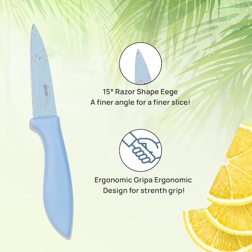 SKYTONE Kitchen Knife Set Stainless Steel 2 Pieces Professional Chef Knife with Santoku Paring Knife Vegetable Cutting & Chopping Sharp Blade, Ergonomic Handy Handle for Kitchen (Blue) - Image 5
