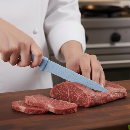 SKYTONE Kitchen Knife Set Stainless Steel 2 Pieces Professional Chef Knife with Santoku Paring Knife Vegetable Cutting & Chopping Sharp Blade, Ergonomic Handy Handle for Kitchen (Blue) - Image 4