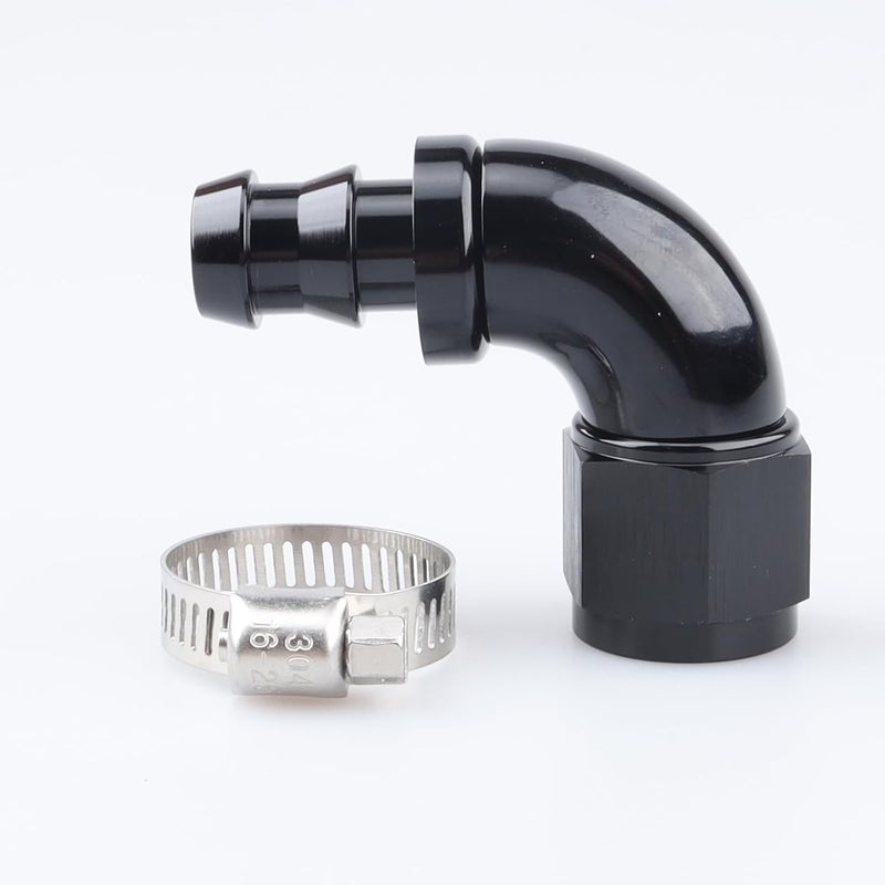 AC PERFORMANCE 90 Degree -8 AN Swivel Female to barb 1/2" Push on Lock Hose End Full Flow Fitting Aluminum Black - Image 4