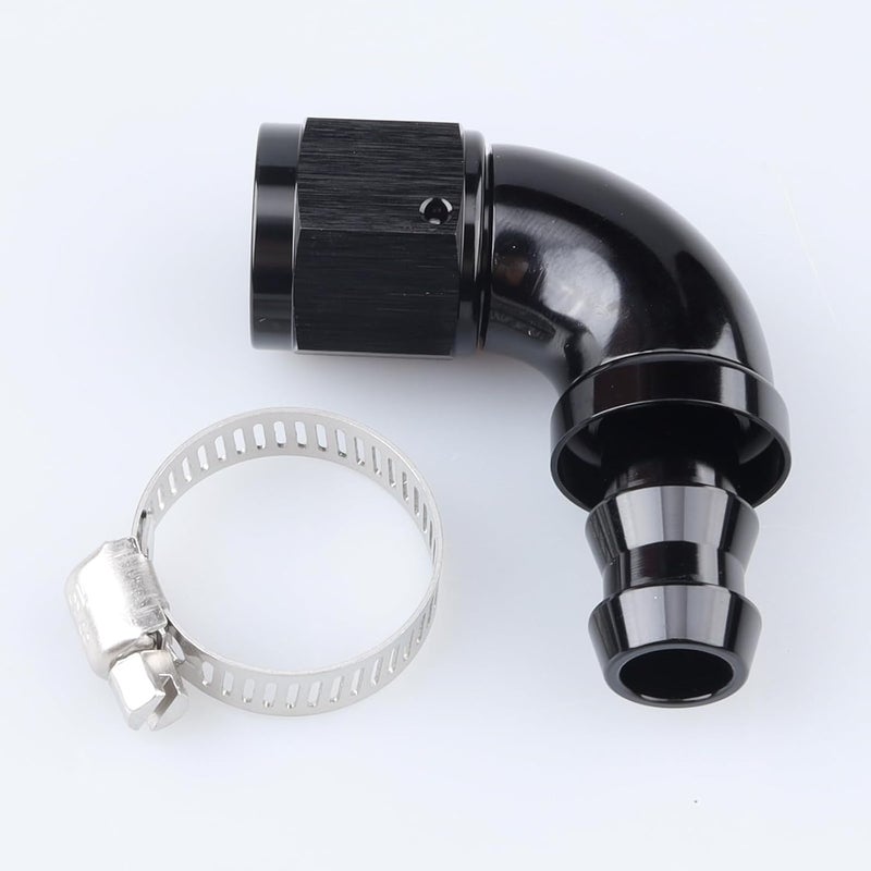 AC PERFORMANCE 90 Degree -8 AN Swivel Female to barb 1/2" Push on Lock Hose End Full Flow Fitting Aluminum Black - Image 2