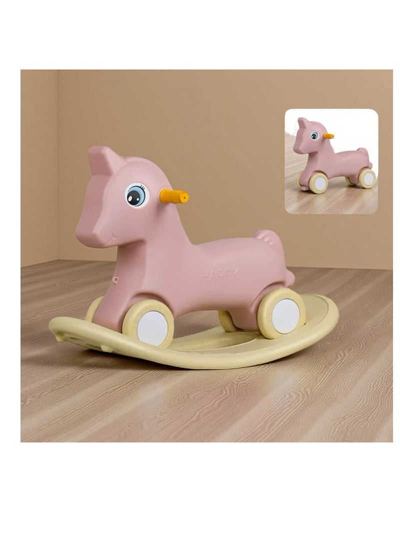 CityRiya-Long 2 in 1 Toddler Rocking Horse & Sliding Car with Detachable Balance Board, Silence Wheels - Kids Indoor Outdoor Ride On Toy, Baby Walker, Toddler Balance Bike for Early Education, 2 Modes, Suitable for 1-5 Years（Pink）  - Image 1