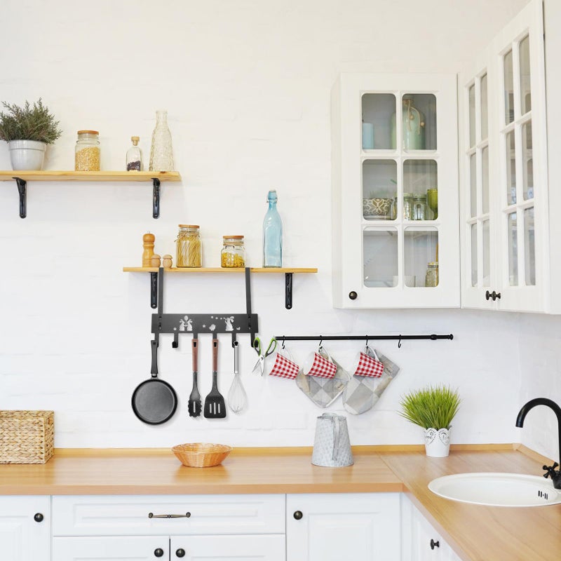 6 Row Black Iron Over The Door Storage Hook Rack With Rabbit Shaped Hooks - Image 5