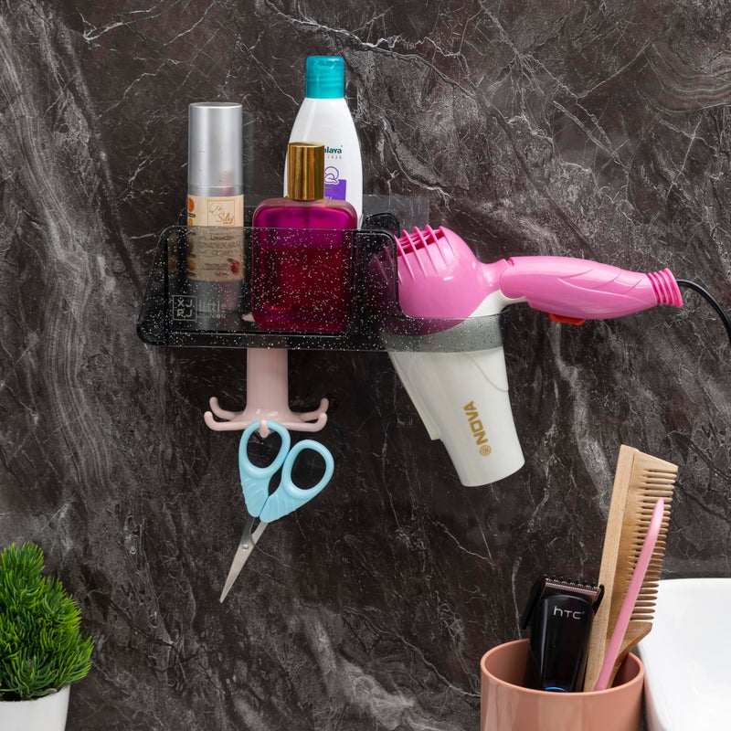 Jinila Jinila Self Adhesive Magic Sticker Plastic Toothbrush, Toothpaste, Comb, Cream, Lotion Holder with Hanging Hook and Hair Dryer Stand Bathroom and Kitchen Organizer (Pack of 1, Multicolor) - Image 3