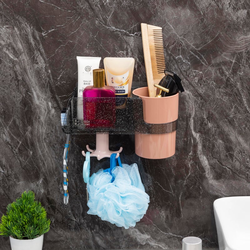 Jinila Jinila Self Adhesive Magic Sticker Plastic Toothbrush, Toothpaste, Comb, Cream, Lotion Holder with Hanging Hook and Hair Dryer Stand Bathroom and Kitchen Organizer (Pack of 1, Multicolor) - Image 2