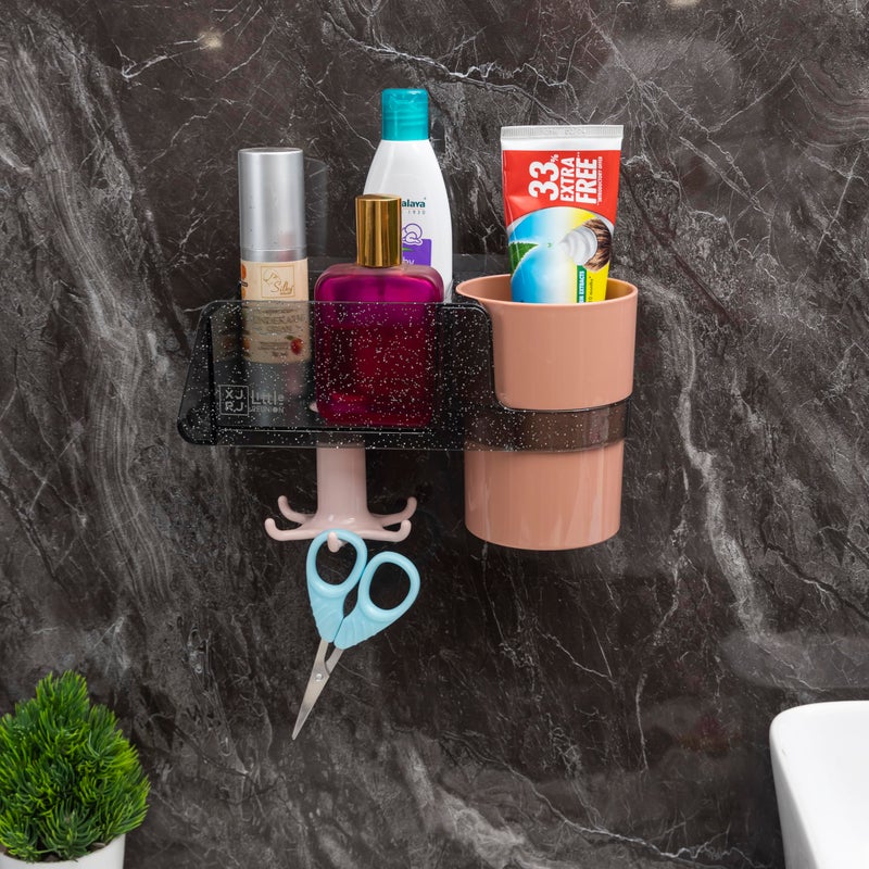 Jinila Jinila Self Adhesive Magic Sticker Plastic Toothbrush, Toothpaste, Comb, Cream, Lotion Holder with Hanging Hook and Hair Dryer Stand Bathroom and Kitchen Organizer (Pack of 1, Multicolor) - Image 4