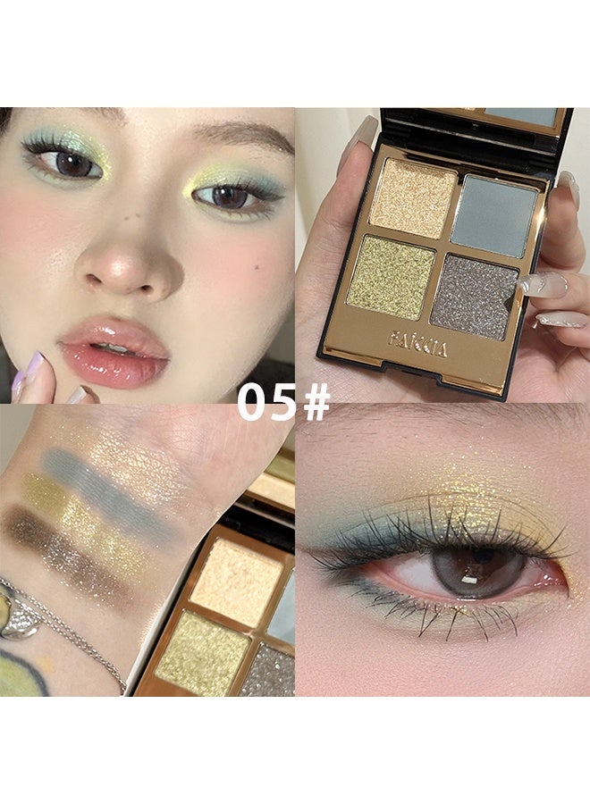 Faiccia Mojito Quad Eyeshadow, 4 Shades Yellow Green & Gray with Glitter, Matte & Shimmer for Fresh & Bold Eye Looks 05# - Image 2