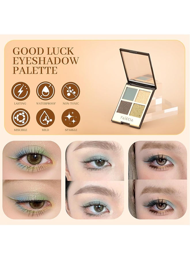 Faiccia Mojito Quad Eyeshadow, 4 Shades Yellow Green & Gray with Glitter, Matte & Shimmer for Fresh & Bold Eye Looks 05# - Image 3