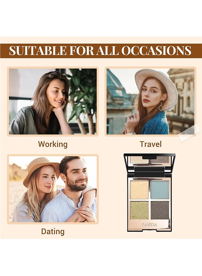 Faiccia Mojito Quad Eyeshadow, 4 Shades Yellow Green & Gray with Glitter, Matte & Shimmer for Fresh & Bold Eye Looks 05# - Image 5