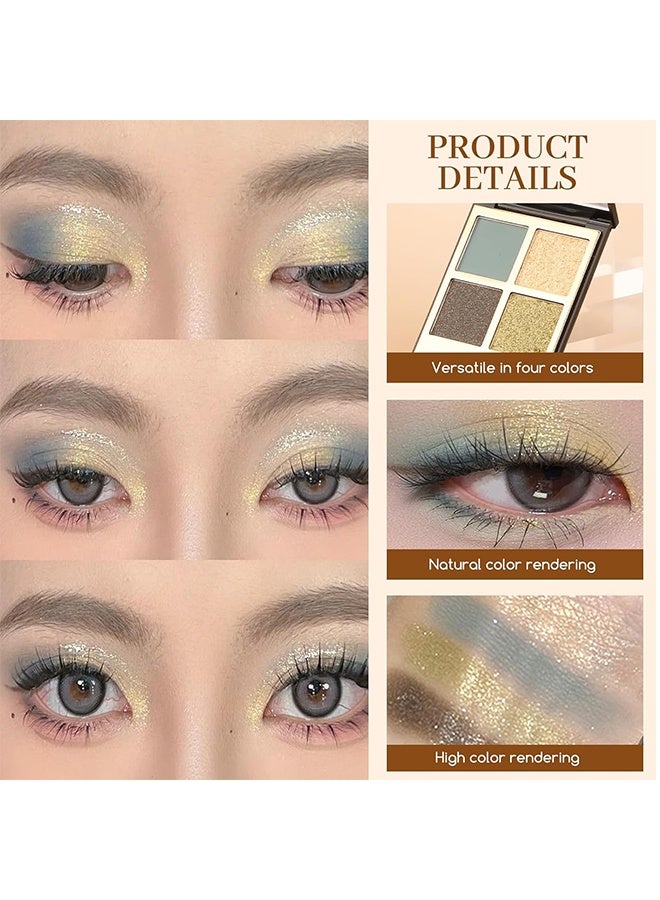 Faiccia Mojito Quad Eyeshadow, 4 Shades Yellow Green & Gray with Glitter, Matte & Shimmer for Fresh & Bold Eye Looks 05# - Image 4