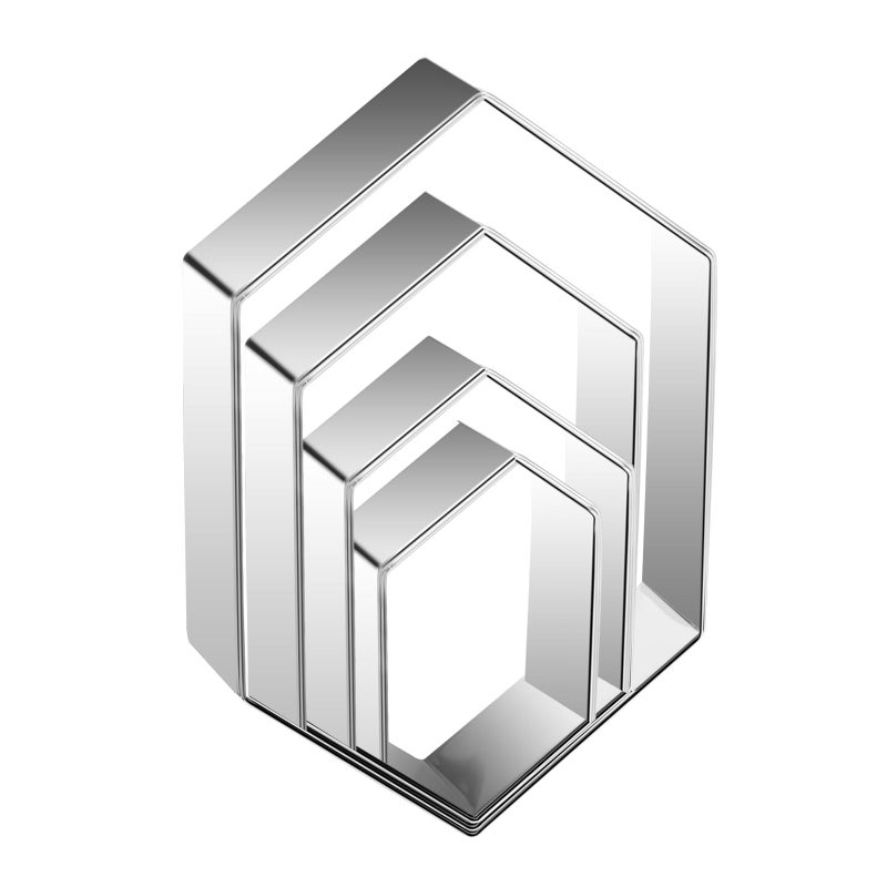ANCKNE Hexagon Cookie Cutter Set 4 Sizes- 5 Inch  4 Inch  3 Inch  2 Inch Stainless Steel Geometric Gem Cookie Cutters Shapes Molds - Image 1