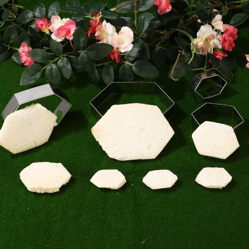 ANCKNE Hexagon Cookie Cutter Set 4 Sizes- 5 Inch  4 Inch  3 Inch  2 Inch Stainless Steel Geometric Gem Cookie Cutters Shapes Molds - Image 5