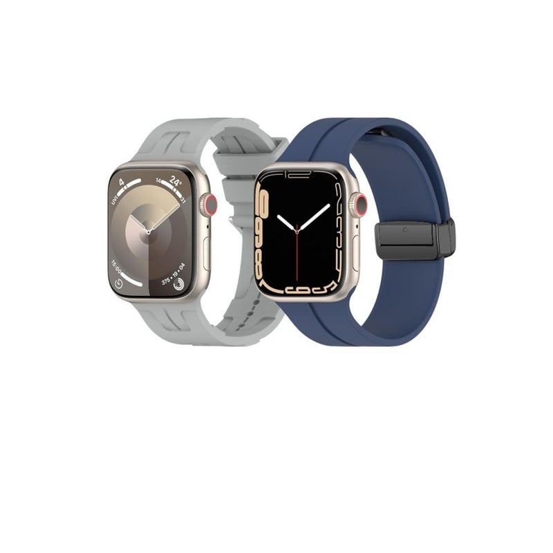 BURAQ 2-Pack Sports Strap Compatible with Apple Watch 49/46/45/44/42mm – Series Ultra 2/Ultra/9/8/7/6/5/4/3/2/1/SE – Model #0812 - Image 2