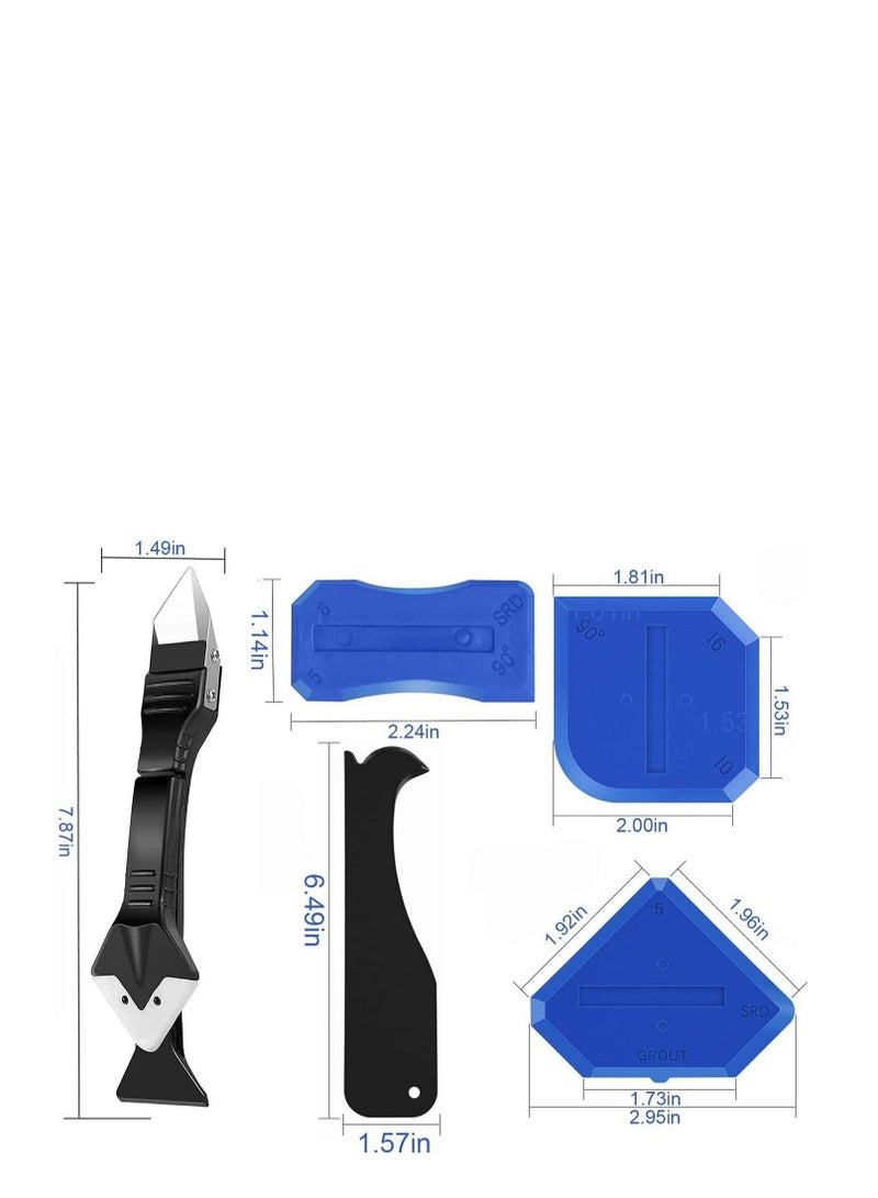 KASTWAVE Caulking Tools, 3 in 1 Silicone Caulking Finishing Tool Kit (stainless steelhead), Reuse and Replace 5 Silicone Pads, Sealant Caulk for Kitchen Bathroom Window, Sink Joint (11Pcs) - Image 4