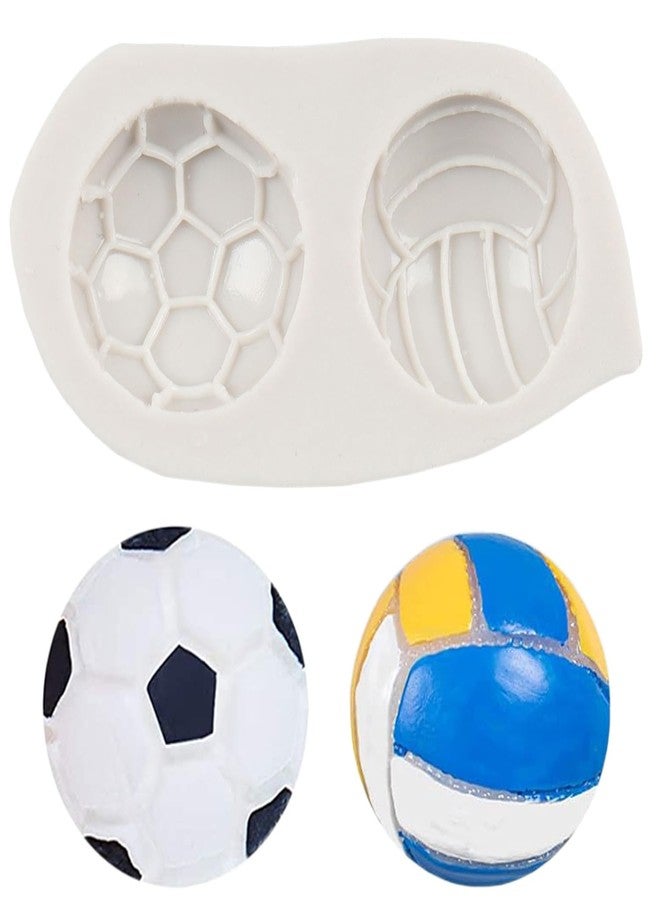 QDMOLDS قوالب سيليكون على شكل كرة قدم وكرة طائرة من QDMOLDS لتزيين الكيك بالشوكولاتة والكب كيك والحلوى والسكر والطين البوليمري ومعجون الصمغ. - Image 1
