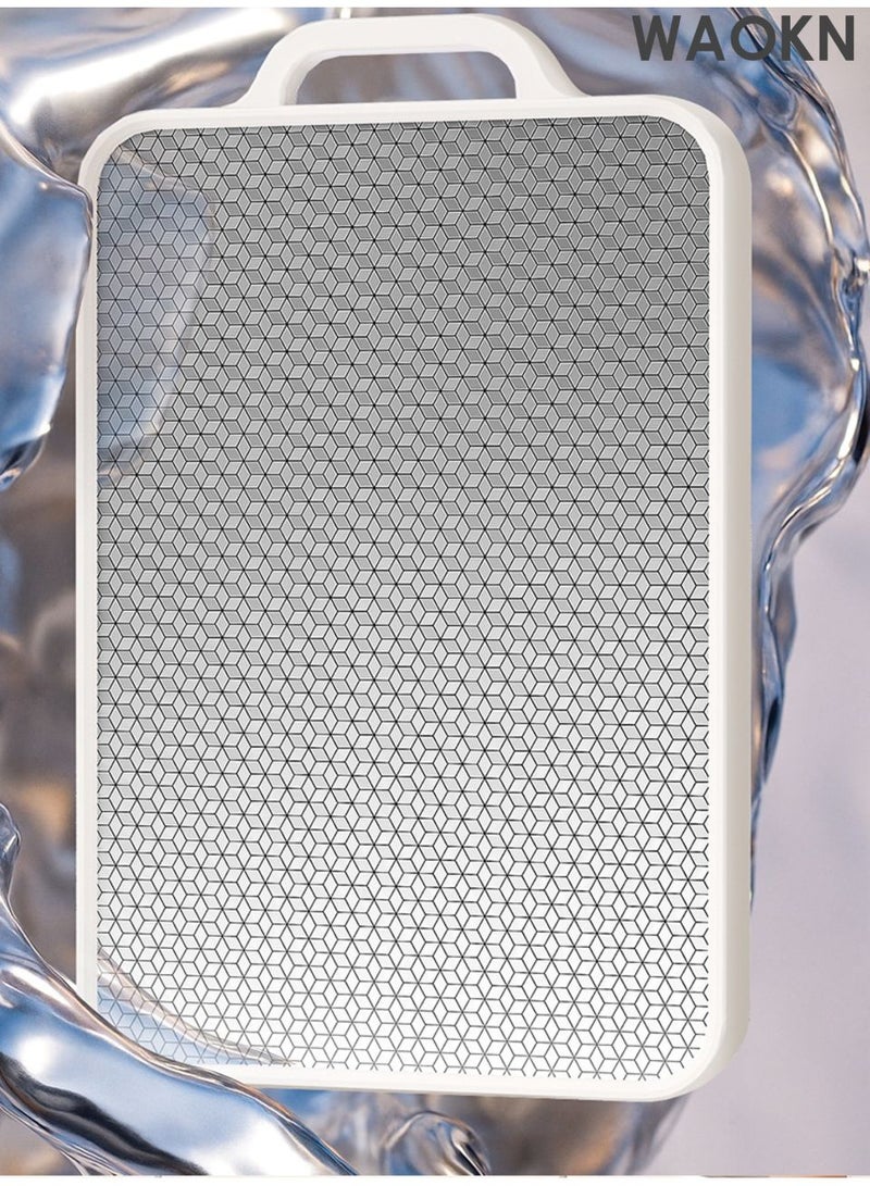 دبليو أيه أو كي أن لوح تقطيع مقاوم للبكتيريا والعفن، لوح تقطيع منزلي آمن للطعام، لوح تقطيع مزدوج الجوانب من الفولاذ المقاوم للصدأ مخصص للمطبخ، تصميم مضاد للانزلاق ليس من السهل أن يسقط، يستخدم للوح تقطيع متعدد الأغراض من الفولاذ المقاوم للصدأ للحوم والخضروات. - Image 2