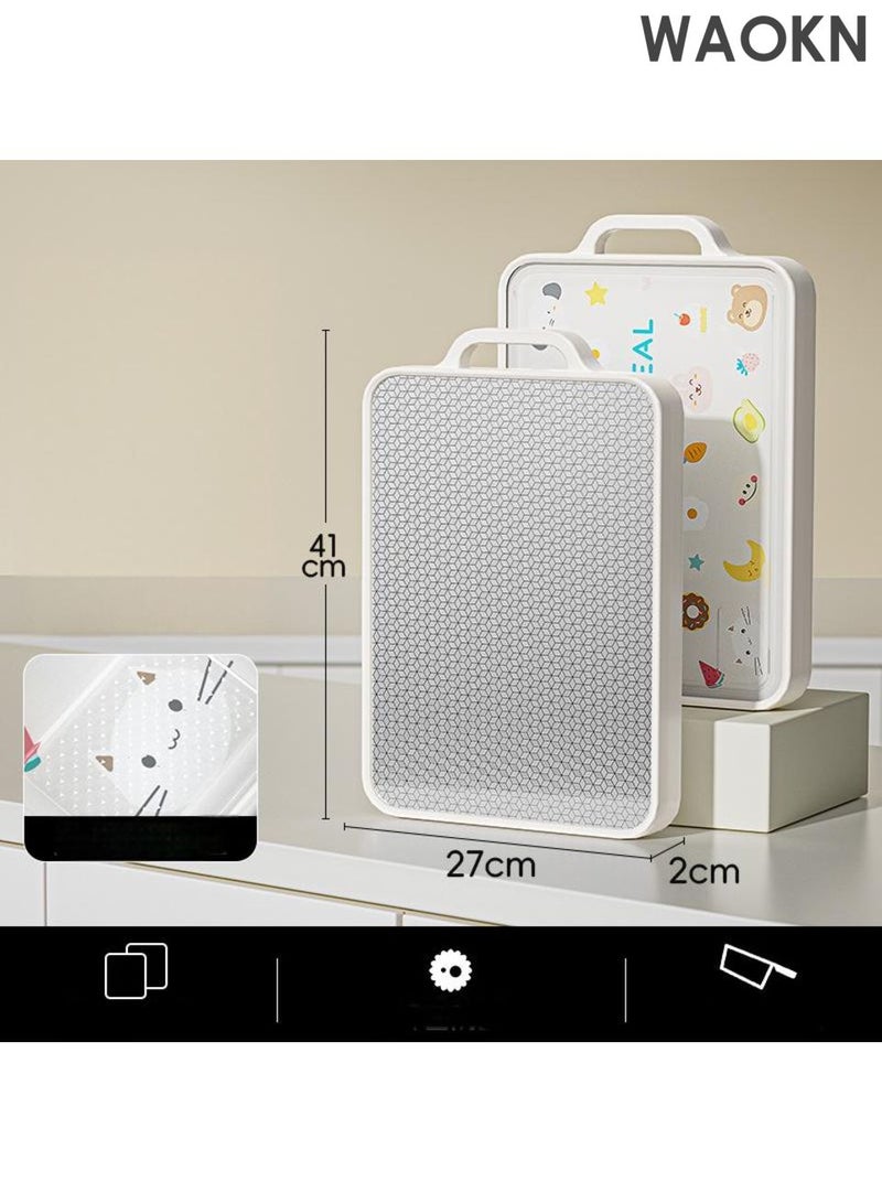 دبليو أيه أو كي أن لوح تقطيع مقاوم للبكتيريا والعفن، لوح تقطيع منزلي آمن للطعام، لوح تقطيع مزدوج الجوانب من الفولاذ المقاوم للصدأ مخصص للمطبخ، تصميم مضاد للانزلاق ليس من السهل أن يسقط، يستخدم للوح تقطيع متعدد الأغراض من الفولاذ المقاوم للصدأ للحوم والخضروات. - Image 3