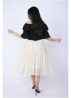 FULL JOY Elegant Two-piece set, Black Blouse And White Tulle Skirt  - Image 5